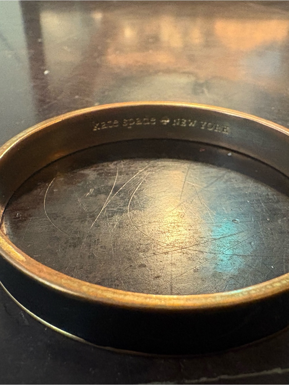 kate spade Gold and Black Tone Stamped Bangle Bracelet - Picture 4 of 5